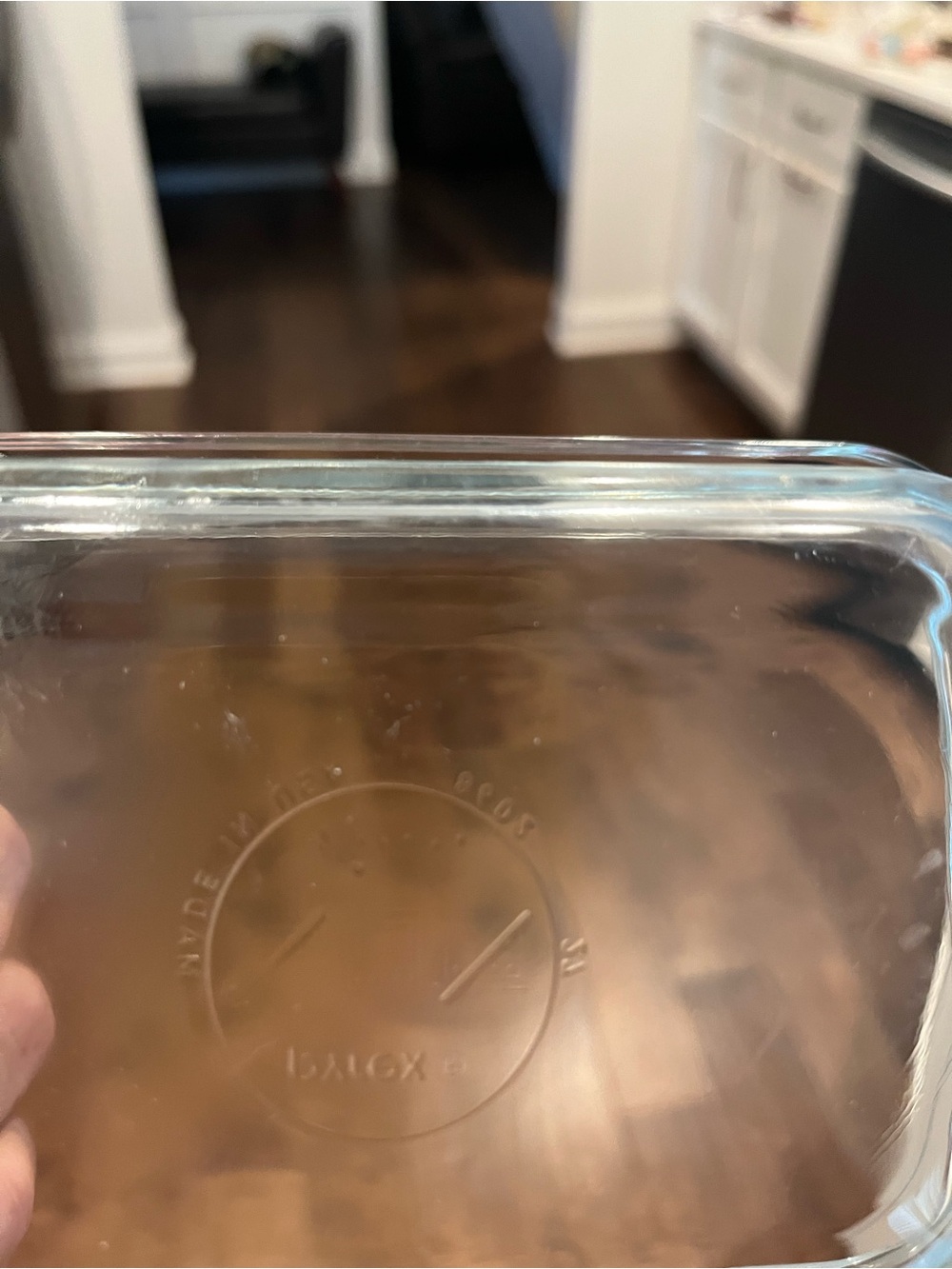 Pyrex Clear Glass Container with Light Blue Rim - Picture 3 of 3